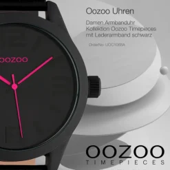 Oozoo Damen Armbanduhr Timepieces Analog Leder schwarz UOC1068A