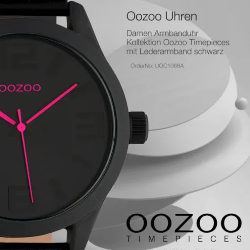 Oozoo Damen Armbanduhr Timepieces Analog Leder schwarz UOC1068A