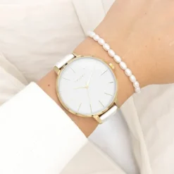 Oozoo Damen Armbanduhr Timepieces Analog Leder weiß UOC11346