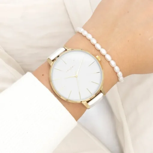 Oozoo Damen Armbanduhr Timepieces Analog Leder weiß UOC11346