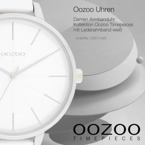 Oozoo Damen Armbanduhr Timepieces Analog Leder weiß UOC11345