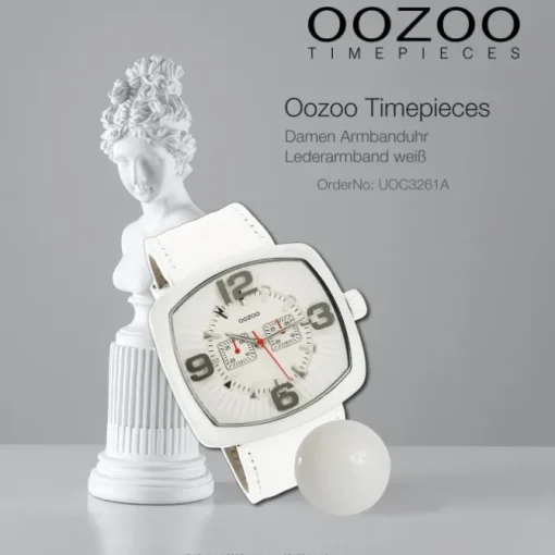 Oozoo Damen Armbanduhr Timepieces Analog Leder weiß UOC3261A