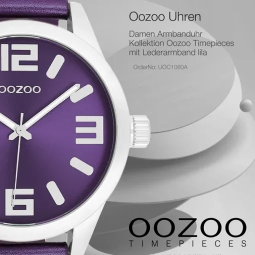 Oozoo Damen Armbanduhr Timepieces Analog Leder lila UOC1080A