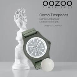 Oozoo Damen Armbanduhr Timepieces Analog Leder grau UOC6513A