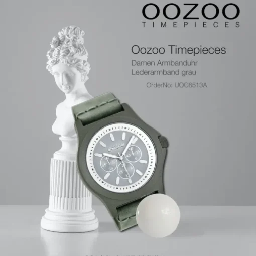 Oozoo Damen Armbanduhr Timepieces Analog Leder grau UOC6513A