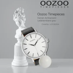 Oozoo Damen Armbanduhr Timepieces Analog Leder grau UOC9000A