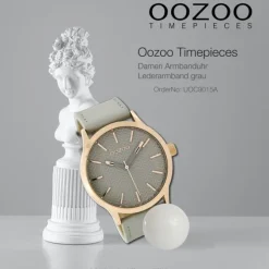 Oozoo Damen Armbanduhr Timepieces Analog Leder grau UOC9015A