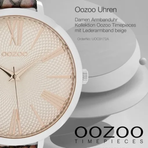 Oozoo Damen Armbanduhr Timepieces Analog Leder beige UOC9172A
