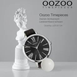 Oozoo Damen Armbanduhr Timepieces Analog Leder schwarz UOC9173A