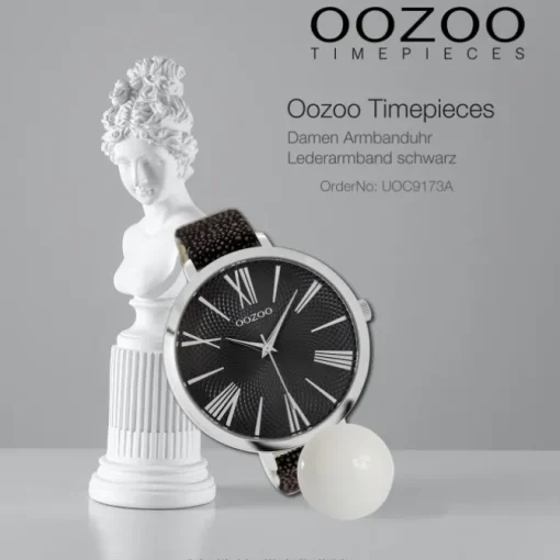 Oozoo Damen Armbanduhr Timepieces Analog Leder schwarz UOC9173A