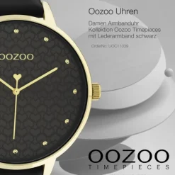 Oozoo Damen Armbanduhr Timepieces C11039 Analog Leder schwarz UOC11039