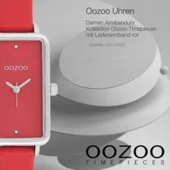Oozoo Damen Armbanduhr Timepieces Analog Lederband rot UOC11532