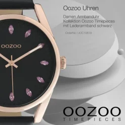 Oozoo Damen Armbanduhr Timepieces C10819 Analog Leder schwarz UOC10819