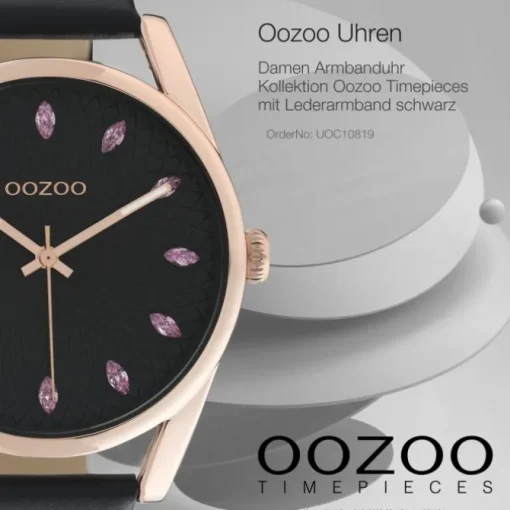 Oozoo Damen Armbanduhr Timepieces C10819 Analog Leder schwarz UOC10819