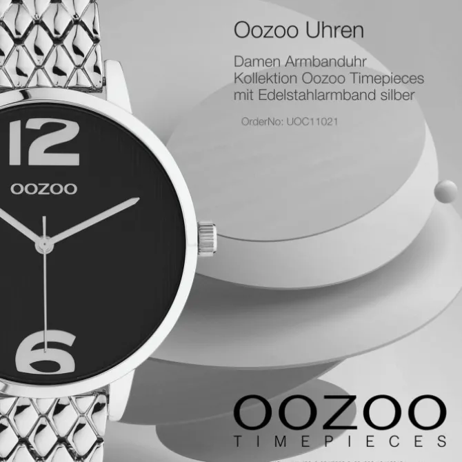 Oozoo Damen Armbanduhr Timepieces C11021 Analog Edelstahl silber UOC11021