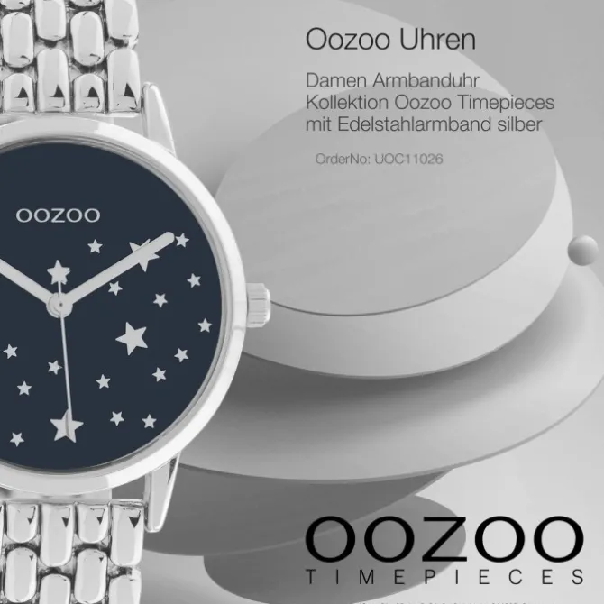 Oozoo Damen Armbanduhr Timepieces C11026 Analog Edelstahl silber UOC11026