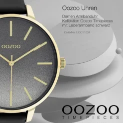 Oozoo Damen Armbanduhr Timepieces C11034 Analog Leder schwarz UOC11034