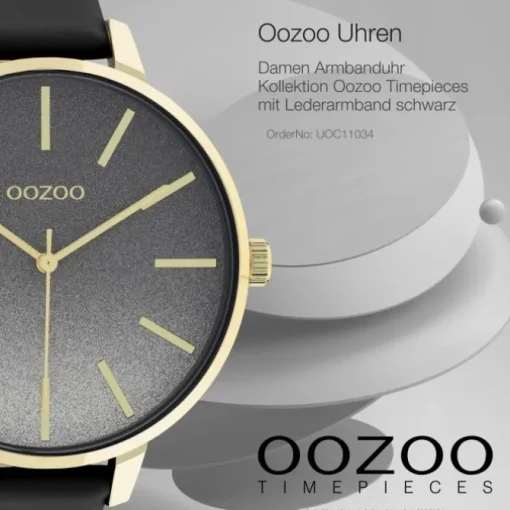Oozoo Damen Armbanduhr Timepieces C11034 Analog Leder schwarz UOC11034