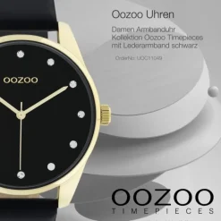 Oozoo Damen Armbanduhr Timepieces C11049 Analog Leder schwarz UOC11049