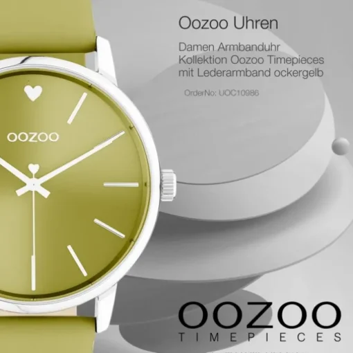 Oozoo Damen Armbanduhr Timepieces C10986 Analog Leder ockergelb UOC10986