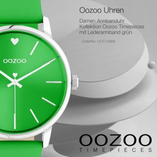 Oozoo Damen Armbanduhr Timepieces C10988 Analog Leder grün UOC10988