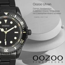 Oozoo Damen Armbanduhr Timepieces Analog Edelstahl schwarz UOC11149
