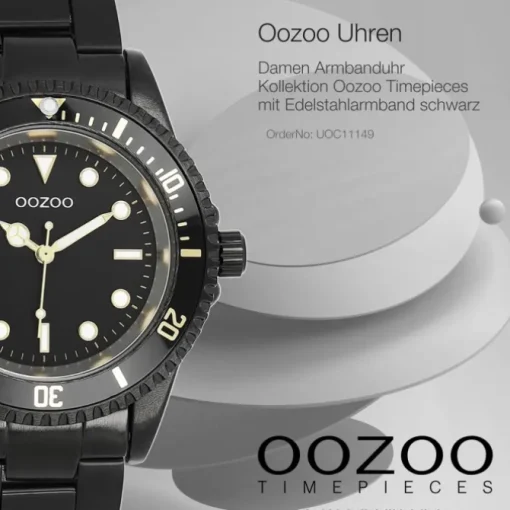 Oozoo Damen Armbanduhr Timepieces Analog Edelstahl schwarz UOC11149