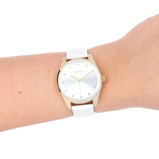 Oozoo Damen Armbanduhr Timepieces Analog Leder weiß UOC11159