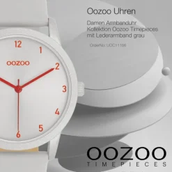 Oozoo Damen Armbanduhr Timepieces Analog Leder grau UOC11166