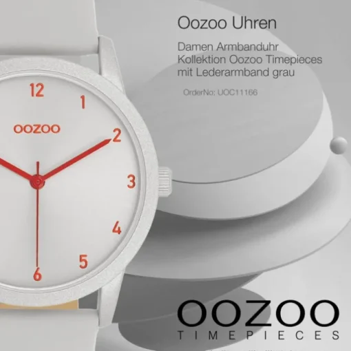 Oozoo Damen Armbanduhr Timepieces Analog Leder grau UOC11166