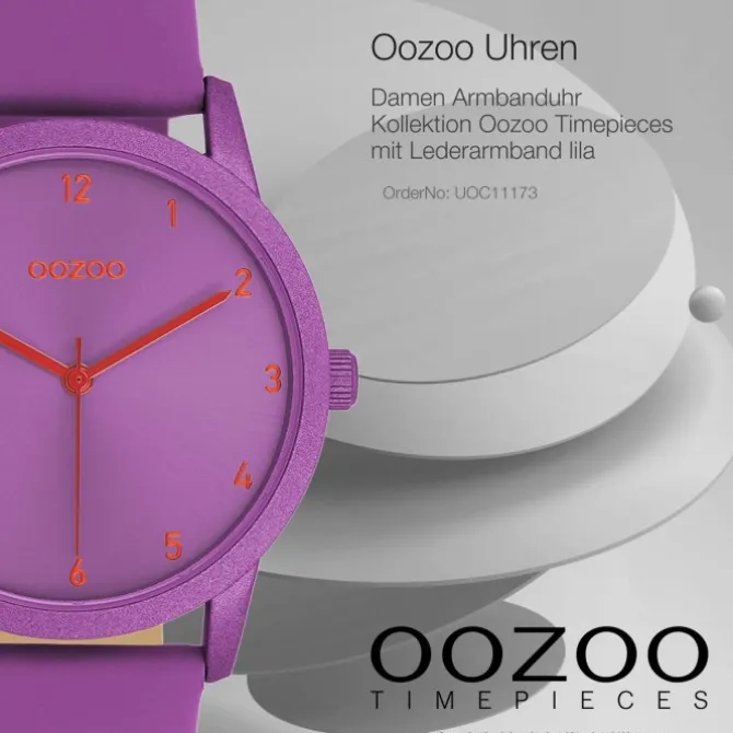 Oozoo Damen Armbanduhr Timepieces Analog Leder lila UOC11173