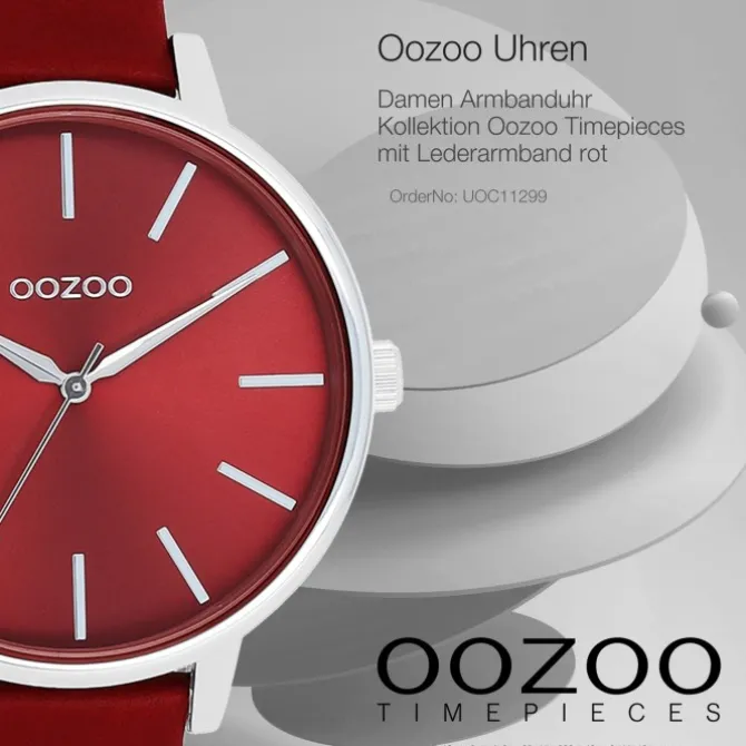 Oozoo Damen Armbanduhr Timepieces Analog Leder rot UOC11299