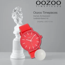 Oozoo Damen Armbanduhr Timepieces Analog Leder rot UOC11179