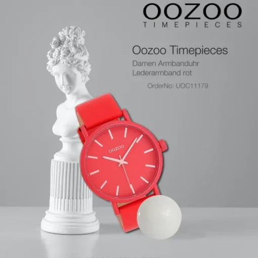 Oozoo Damen Armbanduhr Timepieces Analog Leder rot UOC11179
