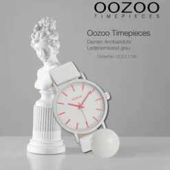 Oozoo Damen Armbanduhr Timepieces Analog Leder grau UOC11180