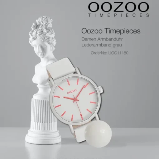 Oozoo Damen Armbanduhr Timepieces Analog Leder grau UOC11180