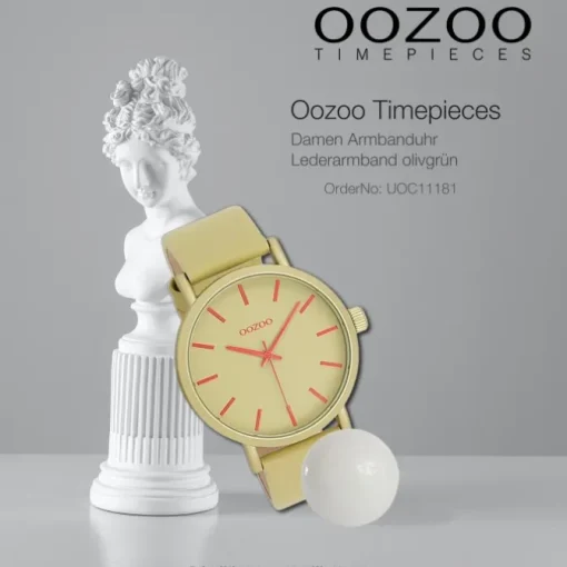 Oozoo Damen Armbanduhr Timepieces Analog Leder olivgrün UOC11181