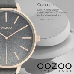 Oozoo Damen Armbanduhr Timepieces C11033 Analog Leder grau UOC11033