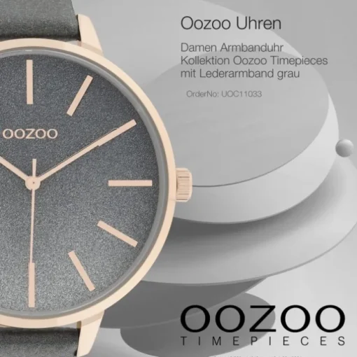 Oozoo Damen Armbanduhr Timepieces C11033 Analog Leder grau UOC11033