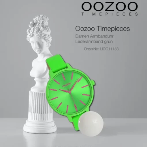 Oozoo Damen Armbanduhr Timepieces Analog Leder grün UOC11183