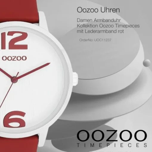 Oozoo Damen Armbanduhr Timepieces Analog Leder rot UOC11237