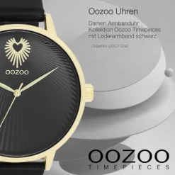 Oozoo Damen Armbanduhr Timepieces Analog Leder schwarz UOC11242