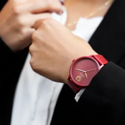 Oozoo Damen Armbanduhr Timepieces Analog Leder rot UOC11249