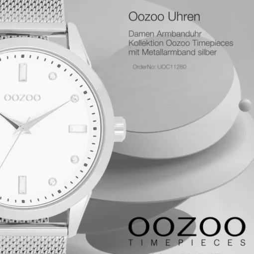 Oozoo Damen Armbanduhr Timepieces Analog Metall silber UOC11280