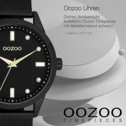 Oozoo Damen Armbanduhr Timepieces Analog Metall schwarz UOC11284