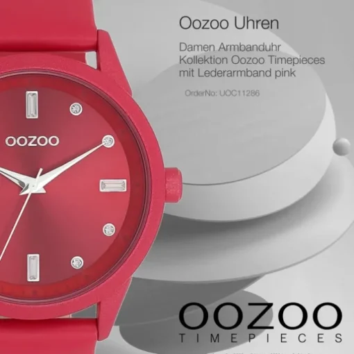 Oozoo Damen Armbanduhr Timepieces Analog Leder pink UOC11286