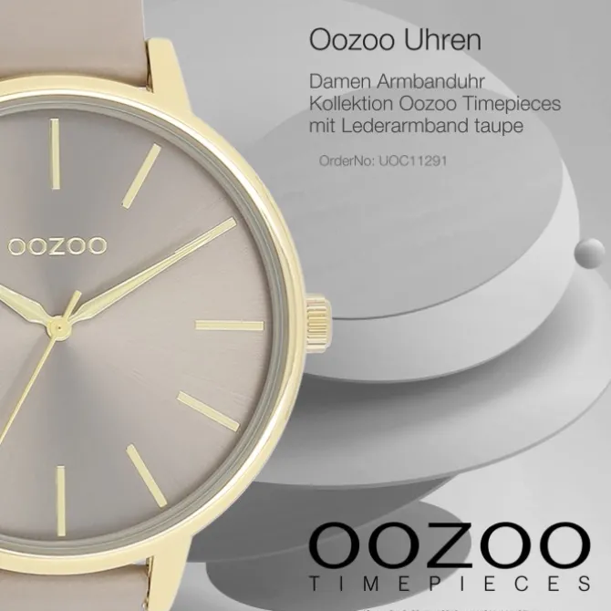 Oozoo Damen Armbanduhr Timepieces Analog Leder taupe braun UOC11291