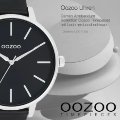 Oozoo Damen Armbanduhr Timepieces Analog Leder schwarz UOC11293