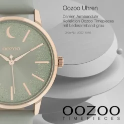Oozoo Damen Armbanduhr Timepieces C11040 Analog Leder grau UOC11040
