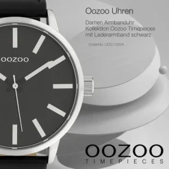 Oozoo Damen Armbanduhr Timepieces Analog Leder schwarz UOC10034